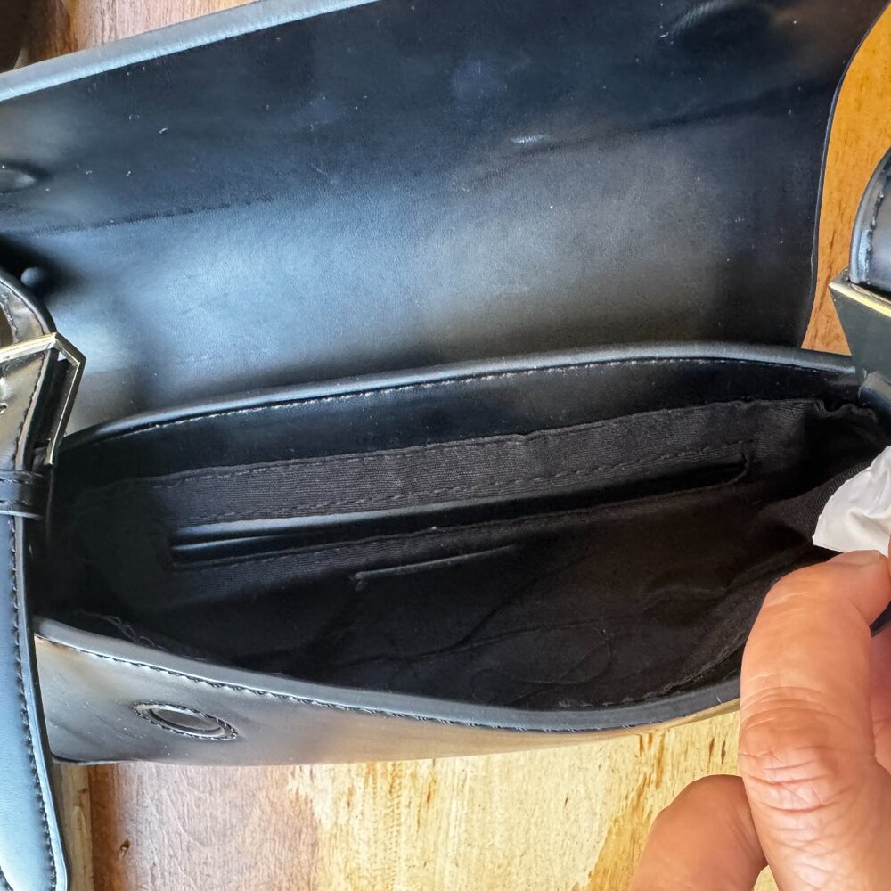 NWOT ZARA Small Vegan Leather Black Shoulder Bag Adjustable Strap - Picture 4 of 8